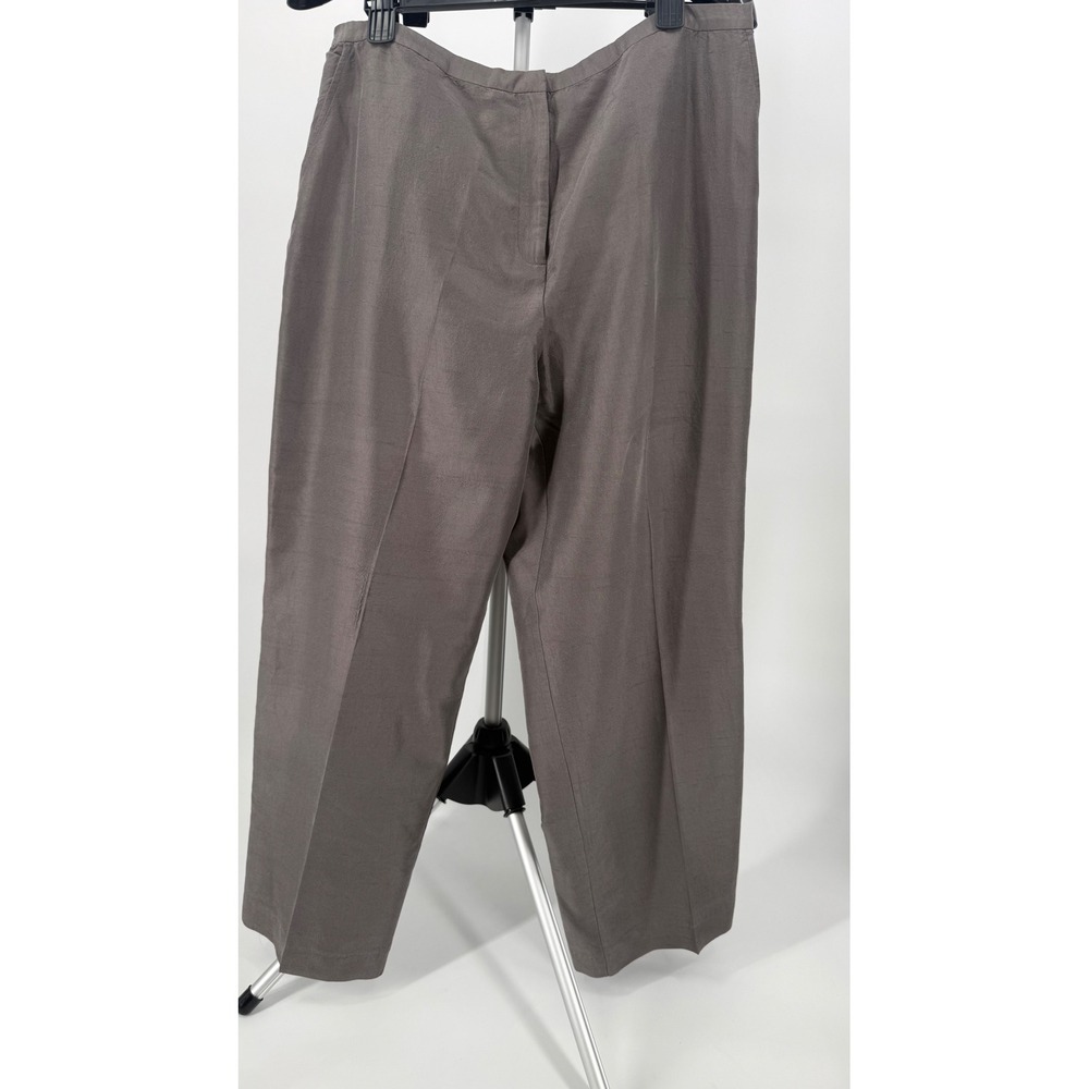 Eileen Fisher Silk Wide‎ Leg Pants XL Taupe Brown Minimalist Lagenlook Luxury